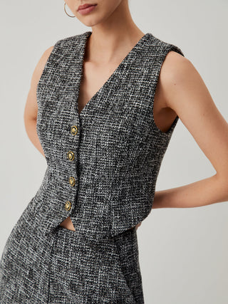 Veste à boutons métalliques en tweed