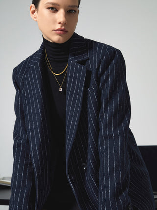 Tweed Pinstripe Oversized Blazer