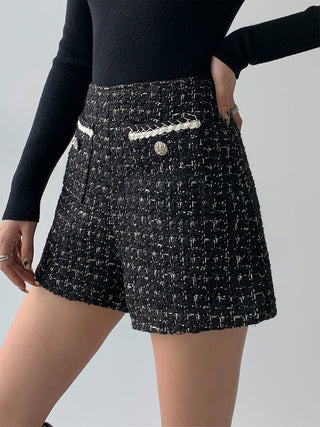 Shorts à poches en tweed mélangé de laine