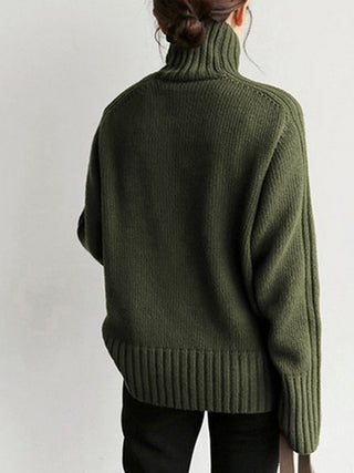 Solid High Neck Knit Sweater