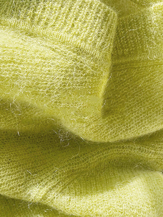 Lime Garden Furry V-Neck Sweater