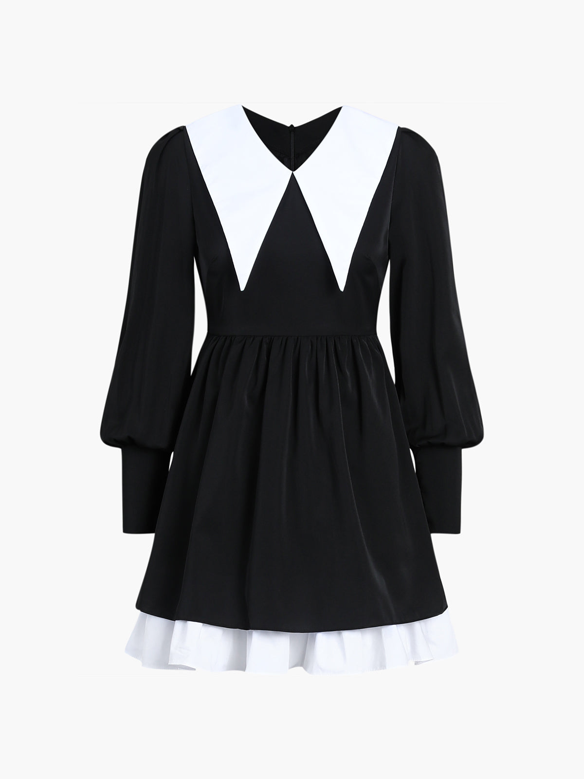 Robe mini à col plissé en patchwork