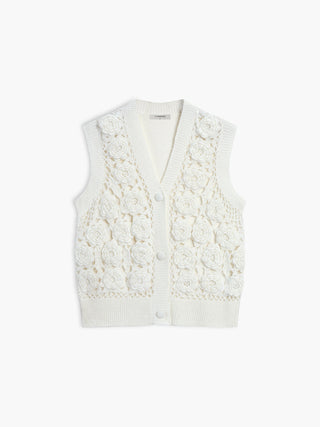 Veste en tricot crochet en mélange de laine