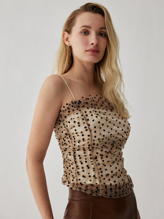 Two Layer Mesh with Glitter Decor Cami Top