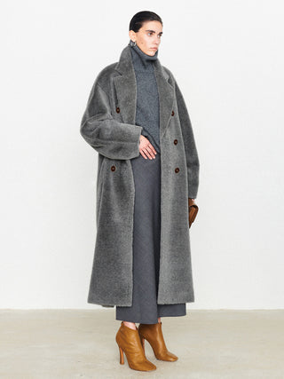 Manteau à col oversize à poche solide et douce