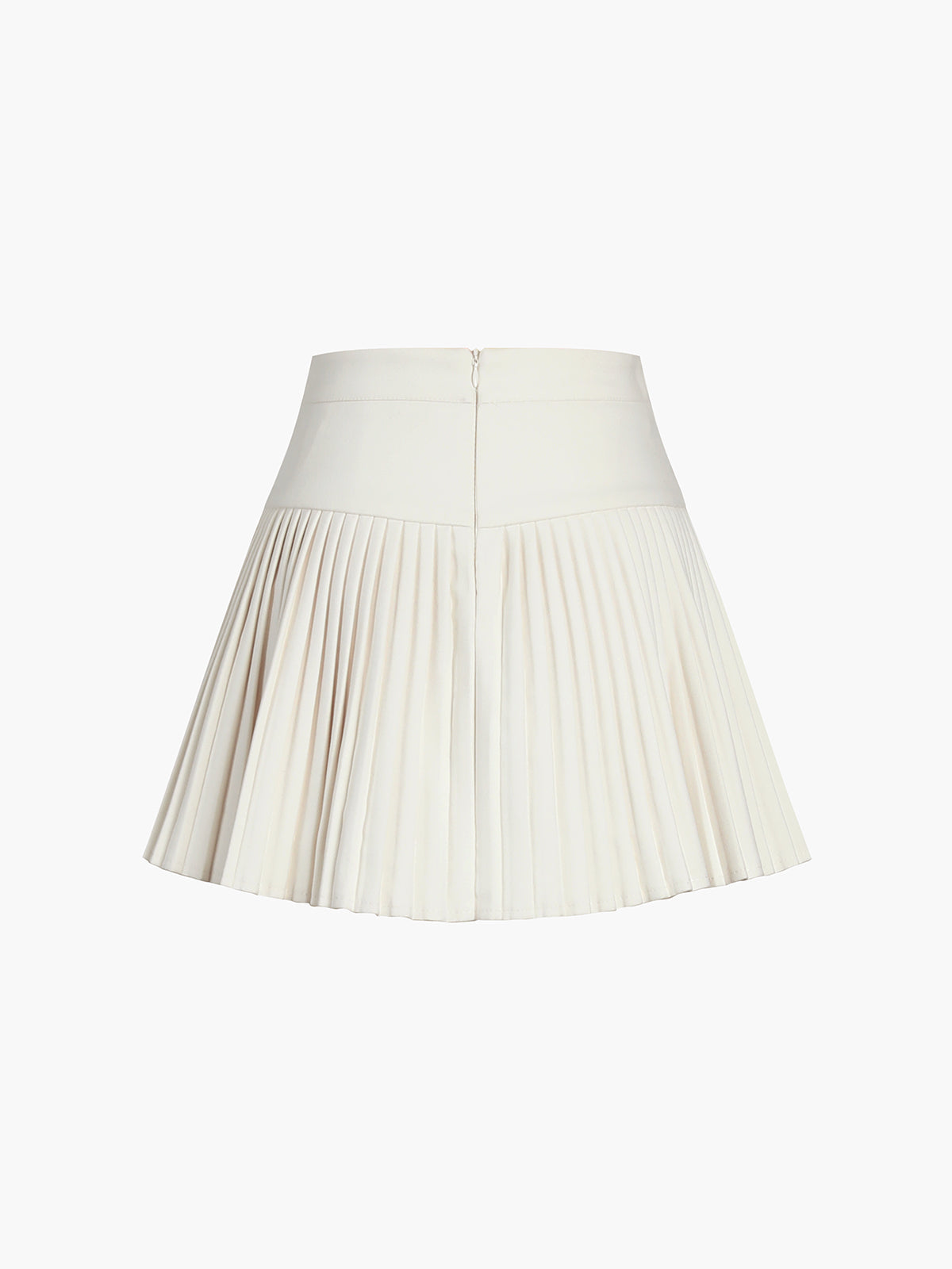Golden Button Pleated Mini Skirt