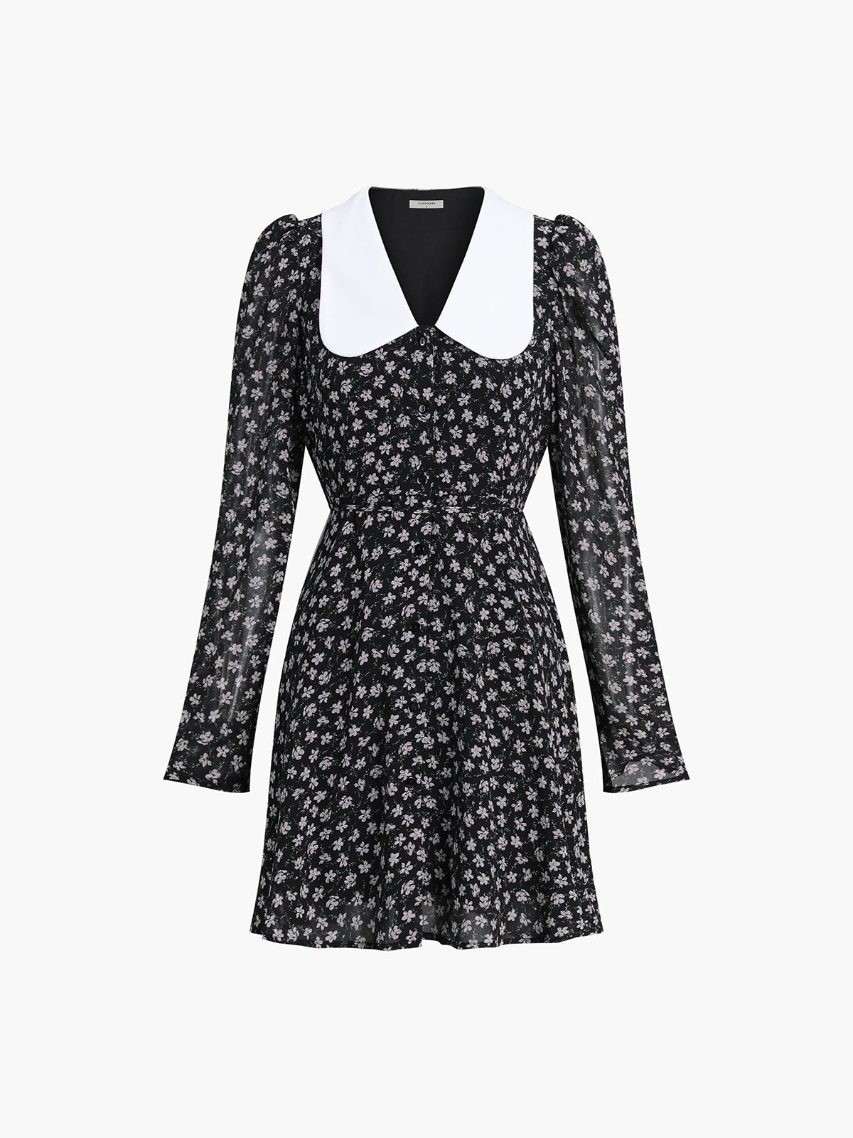 Robe courte à col Claudine fleuri