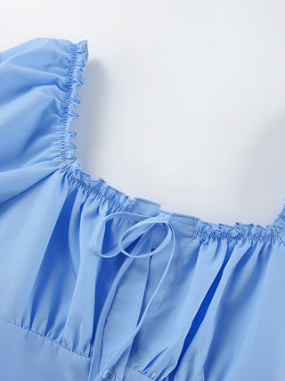 Robe courte à volants épaules dénudées