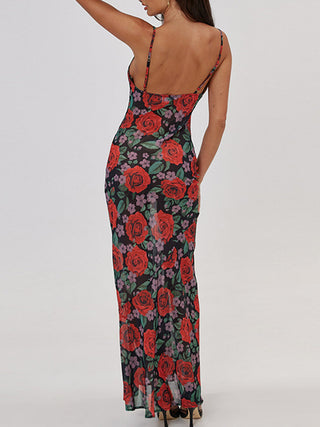 Robe longue cami imprimé floral