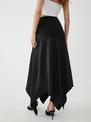 Solid Irregular Hem Maxi Skirt