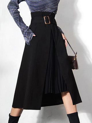 Irregular Package Belted Midi Skirt