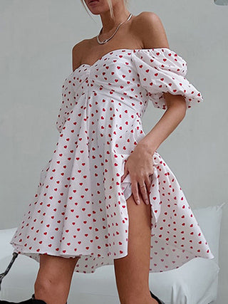 Polka Dot Print Off-Shoulder Short Dress