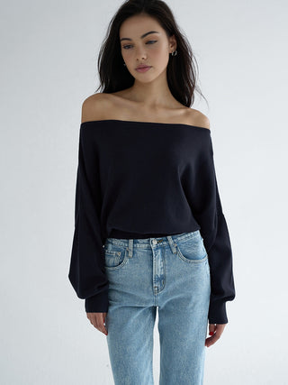 Cold Shoulder Bishop Sleeve Sweater