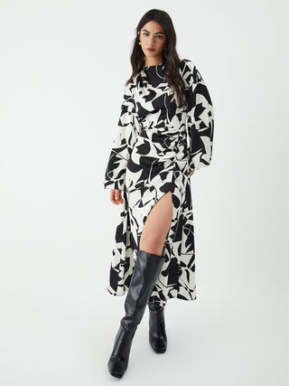 Robe longue fendue imprimée florale