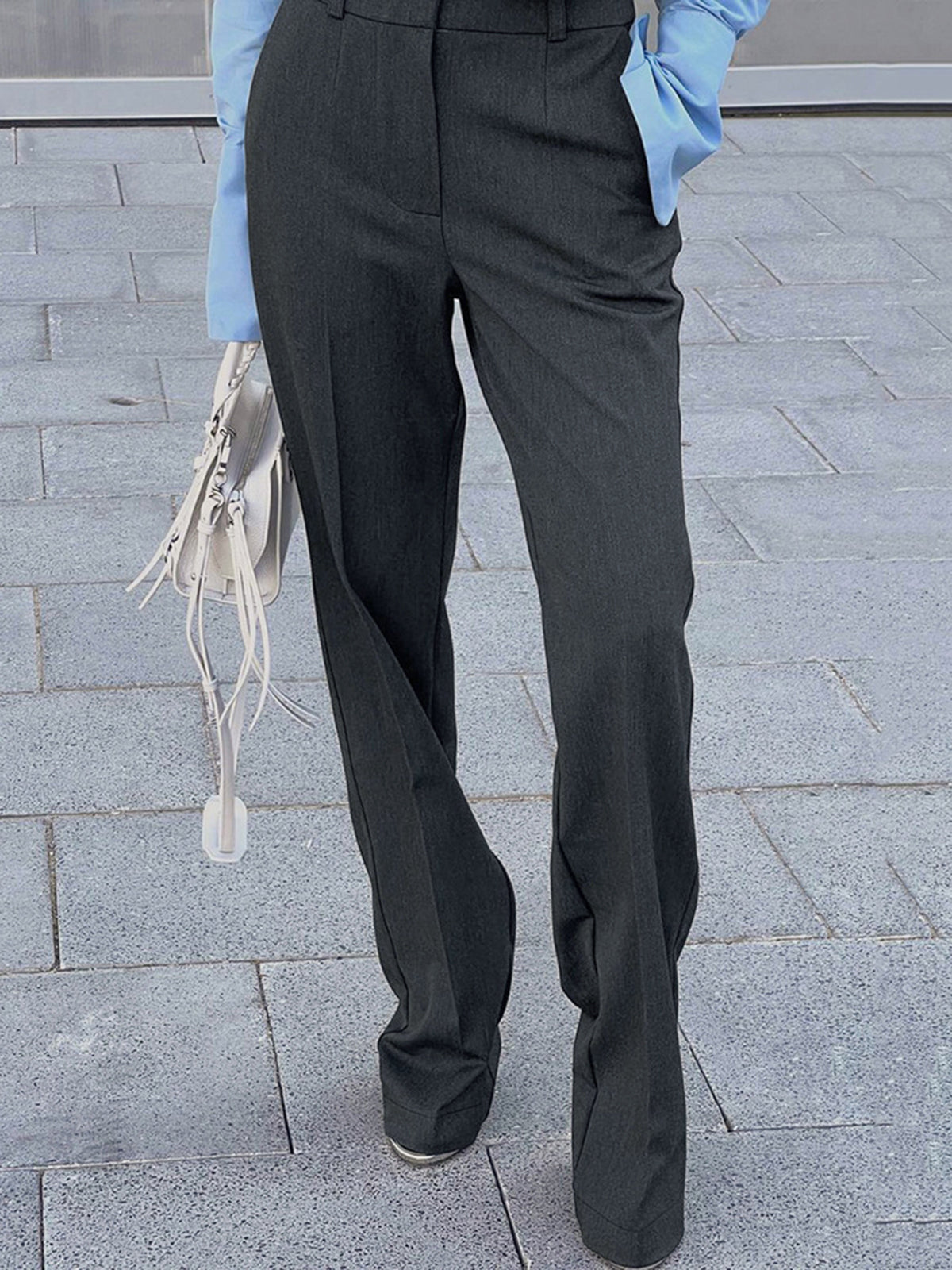 Pantalon long décontracté à jambe droite