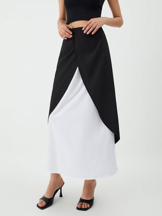 Patchwork Split Maxi Skirt