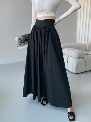 Elastic Solid Midi Skirt