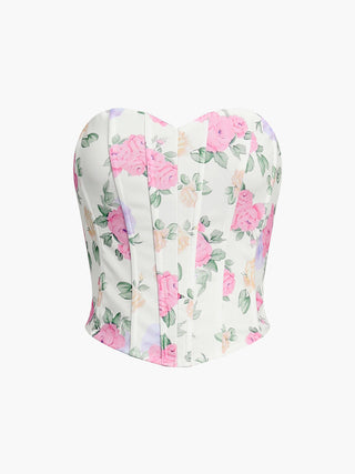 Corset en forme de cœur avec encolure en fleurs