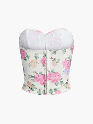 Corset en forme de cœur avec encolure en fleurs