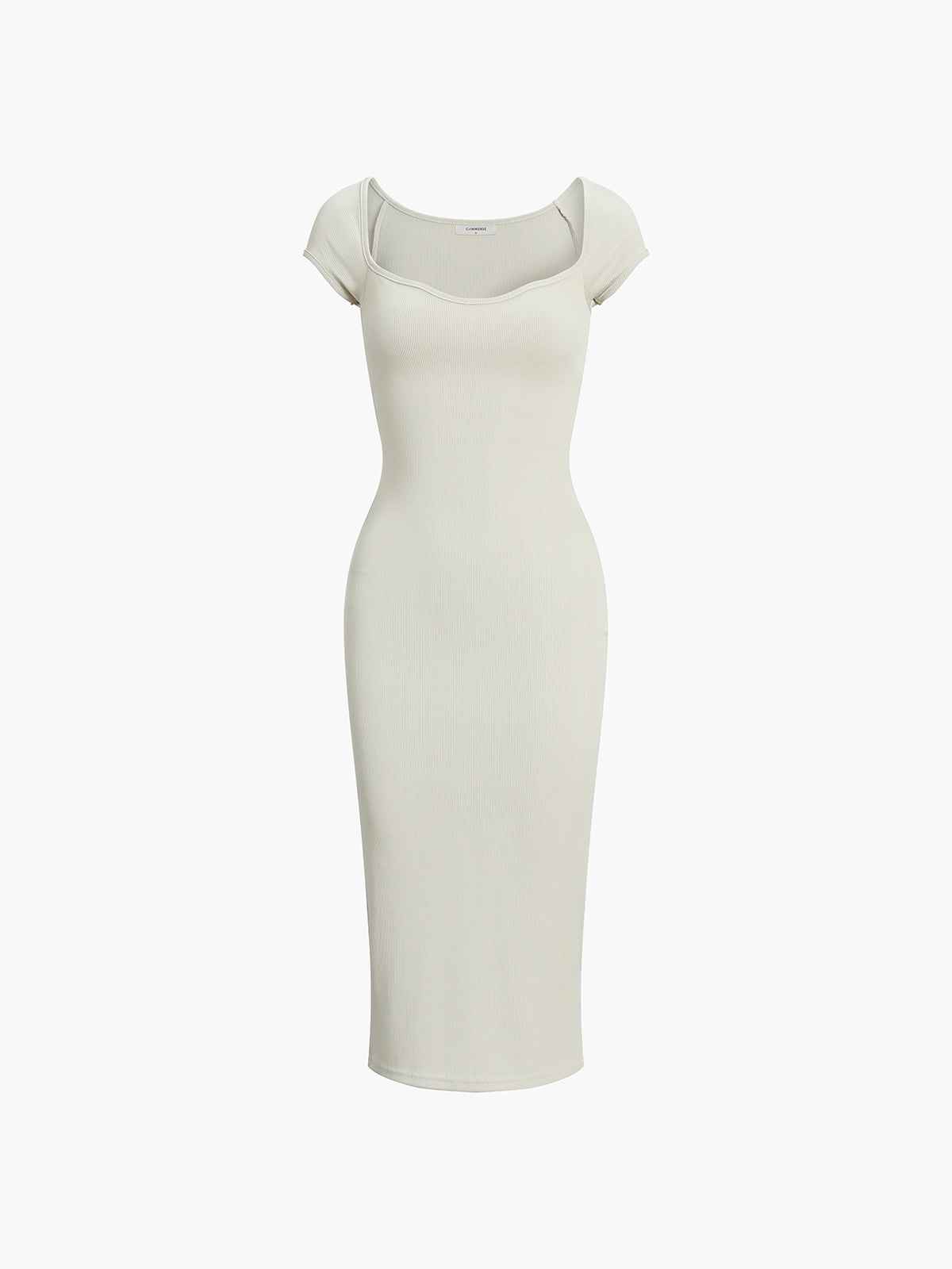 Robe en tricot midi côtelée à épaules dénudées