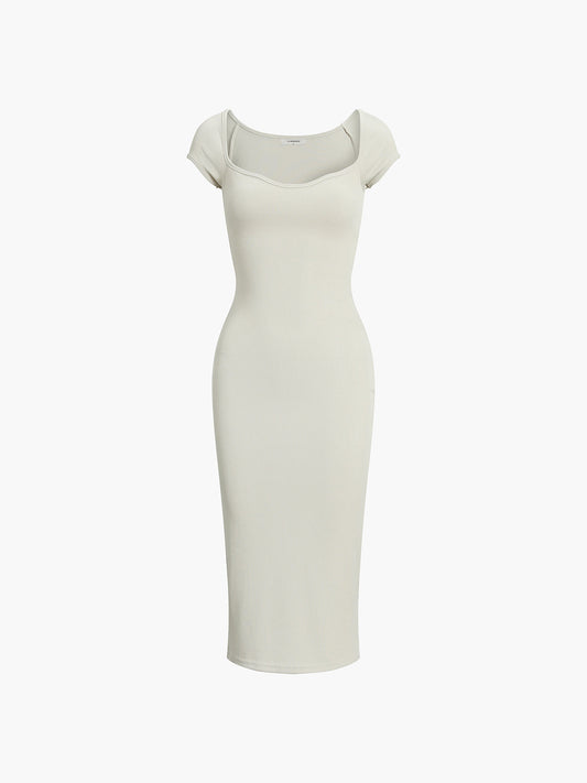 Cold Shoulder Ribbed Midi Knit Dress