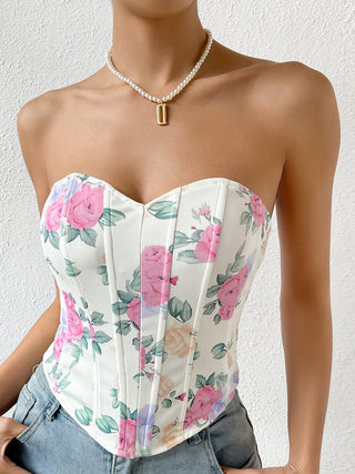 Corset en forme de cœur avec encolure en fleurs