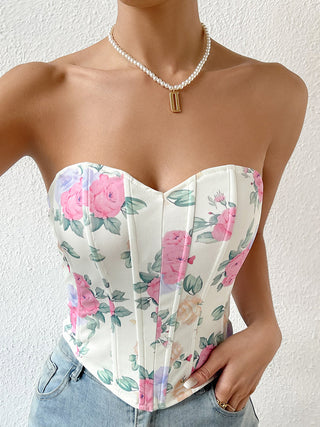 Corset en forme de cœur avec encolure en fleurs