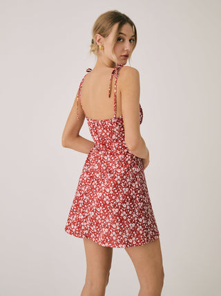 Robe courte cami à dos ouvert imprimé floral