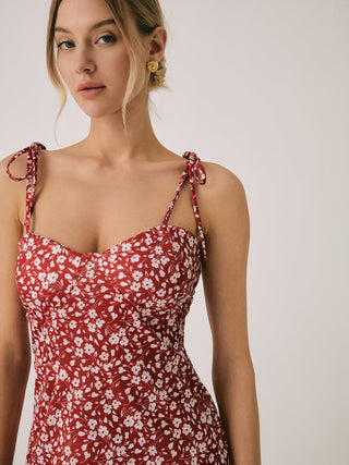 Robe courte cami à dos ouvert imprimé floral