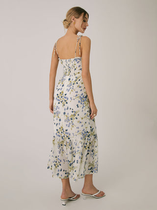 Robe longue cami à imprimé floral à volants