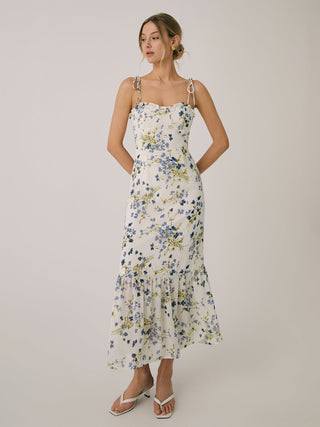 Robe longue cami à imprimé floral à volants