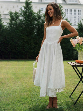 Robe cami longue en coton romantique