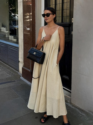 Robe longue à double col en V