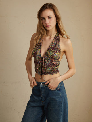 Boho Knotted Halter Tank Top