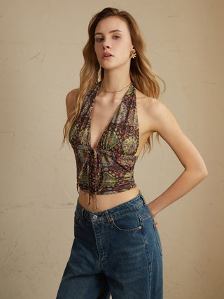 Boho Knotted Halter Tank Top