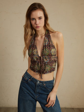 Boho Knotted Halter Tank Top