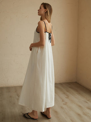 Minimalism Contrast Trim Long Dress