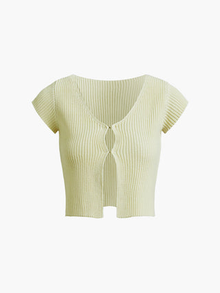 Leisure Hook-and-Eye Knit Crop Shirt