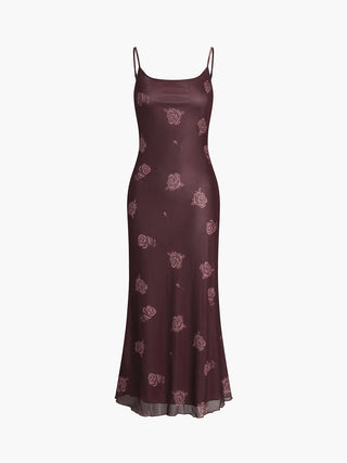 Robe midi cami à motif floral