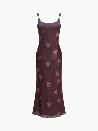 Robe midi cami à motif floral