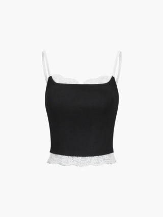 Contrast Lace Trim Cami Top