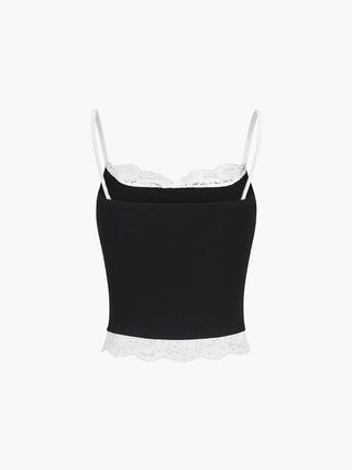 Contrast Lace Trim Cami Top