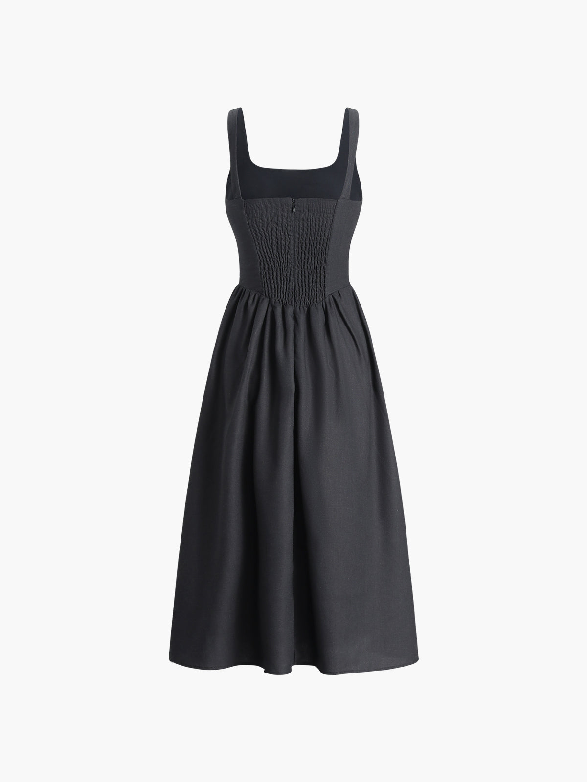 Robe midi cami nouée en coton et lin