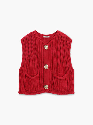 Gilet sans manches à boutons en crochet