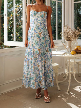 Robe midi cami bohème à fleurs multiples