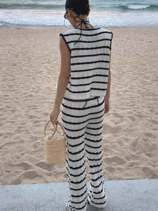 Striped Knotted Sweater Set