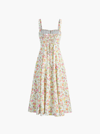 Robe midi cami à imprimé floral avec dos nu