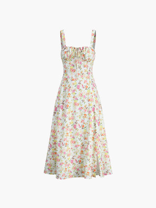 Robe midi cami à imprimé floral avec dos nu