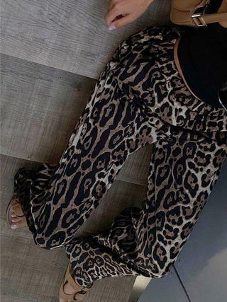 Leopard Print Wide Leg Pants