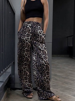 Leopard Print Wide Leg Pants